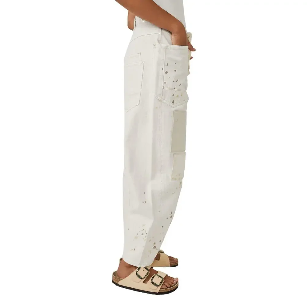 We The Free White Straight Leg Patch Pocket Pants - Picture 2 of 9